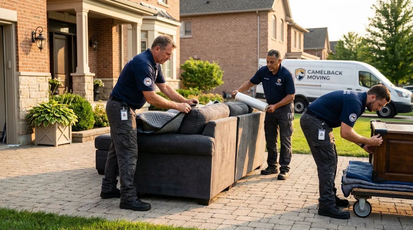 Large estate moving crew wrapping furniture in Brownville, NY