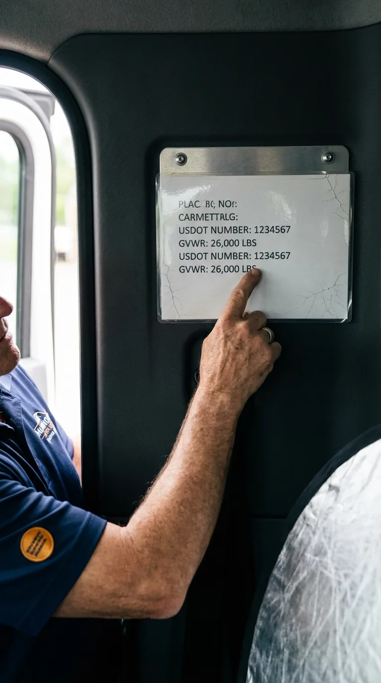 USDOT licensing placard verification in Brownville